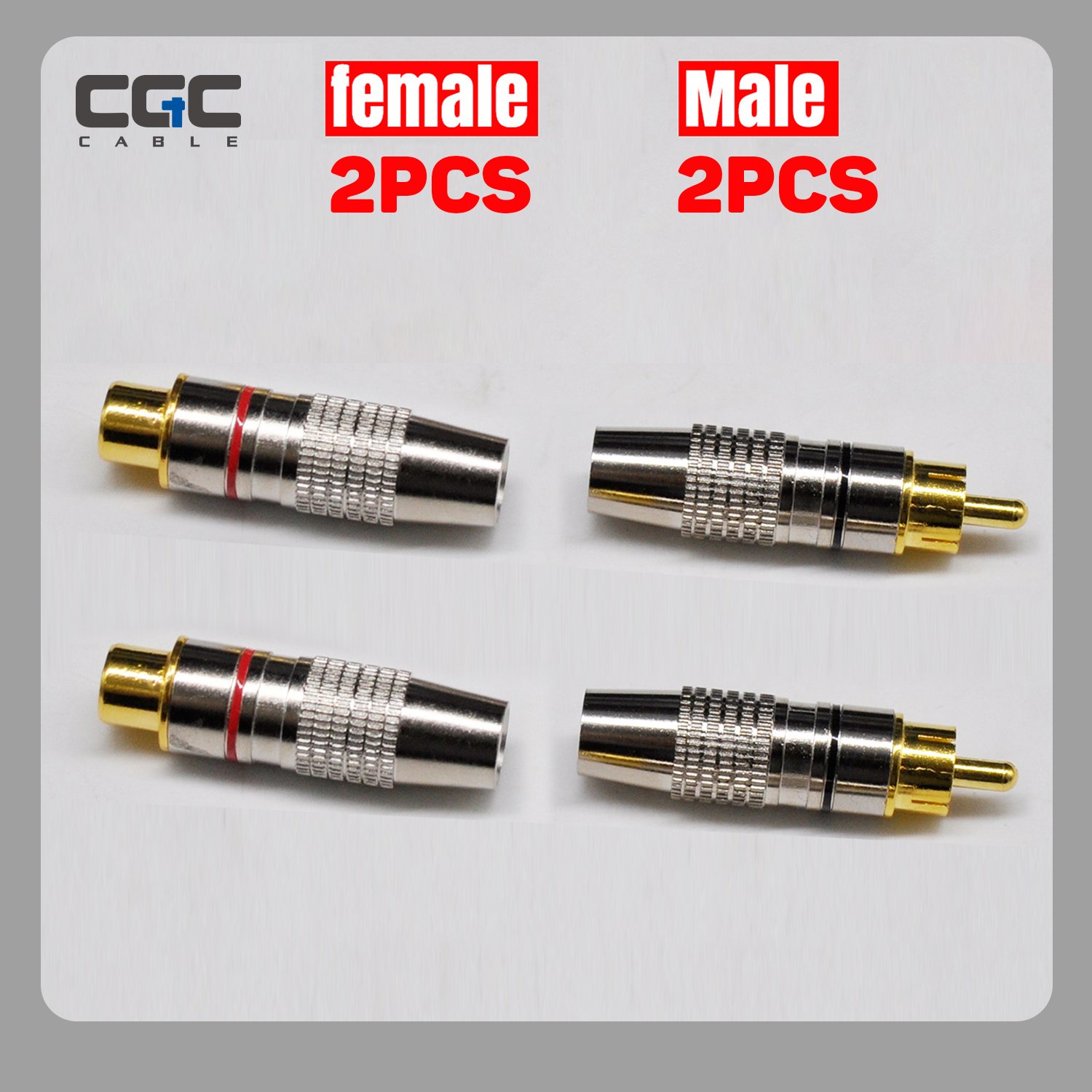 762-1.jpg 2PCS RCA Male Plug Adapter Audio Phono Gold Plated Solder Connecto, Audio Video Cable Adapter Connector for Speaker Wire Wall Plate Home Theater Audio Video Receiver Amplifiers and Sound Systems - Image 1