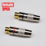 2PCS RCA Male Plug Adapter Audio Phono Gold Plated Solder Connecto, Audio Video Cable Adapter Connector for Speaker Wire Wall Plate Home Theater Audio Video Receiver Amplifiers and Sound Systems - Image 2