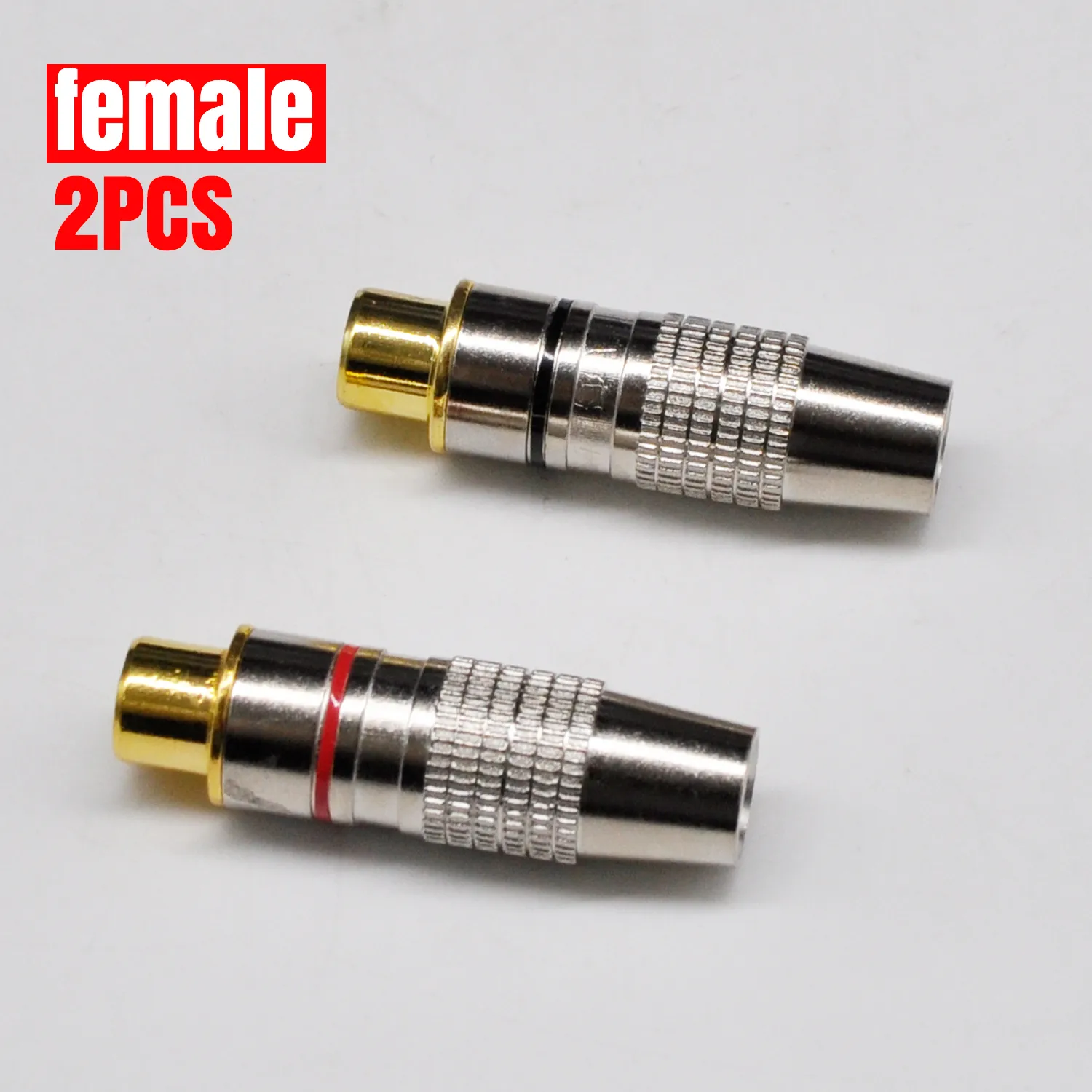 2PCS RCA Female Plug Adapter Audio Phono Gold Plated Solder Connecto, Audio Video Cable Adapter Connector for Speaker Wire Wall Plate Home Theater Audio Video Receiver Amplifiers and Sound Systems - 图片 2