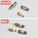 2PCS RCA Female Plug Adapter Audio Phono Gold Plated Solder Connecto, Audio Video Cable Adapter Connector for Speaker Wire Wall Plate Home Theater Audio Video Receiver Amplifiers and Sound Systems - 图片 4