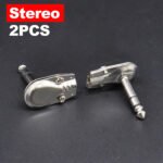 1PC 6.35MM Guitar Plugs, 6.35MM 1/4" Dual Channel Male Pancake Connector, 90?? Right Angle Adapter for Amplifier Microphone Guitar Speaker Audio Cables - 图片 3