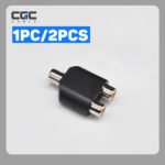 2PCS RCA adapter, Female to Dual Female RCA Splitter, Audio Video Conversion Connector Plug and Play for AV TV Cable Conversion Simple to Use