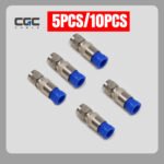 5PCS RG6 Compression Connectors, F Compression Connector Coax Fitting, Easy to Use Perfect for Multiple RG6 Coax Cable Application Connection