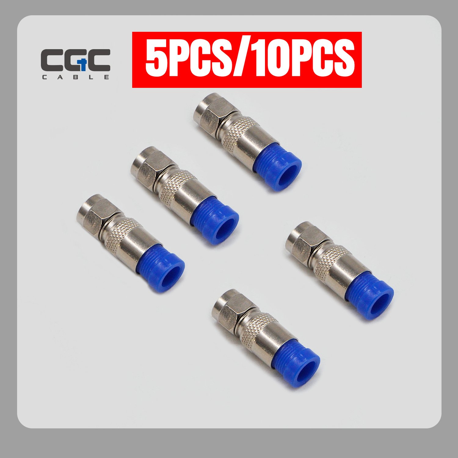 786-1.jpg 5PCS RG6 Compression Connectors, F Compression Connector Coax Fitting, Easy to Use Perfect for Multiple RG6 Coax Cable Application Connection - Image 1