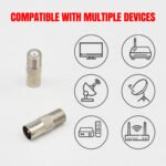 1PC Coax Cable Connector, British F Model Male to TV Female, Heavy-Duty Metal Coax Adapter for TV Antenna Satellite Dish Home Theater Cable - Imagen 7