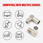 2PCS Coax Cable Connector, Right Angle 90-Degree F-Model Female to TV Male, Coax Adapter for TV Antenna Coaxial Cable Extension Connection - 图片 2