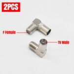 2PCS Coax Cable Connector, Right Angle 90-Degree F-Model Female to TV Male, Coax Adapter for TV Antenna Coaxial Cable Extension Connection - 图片 4
