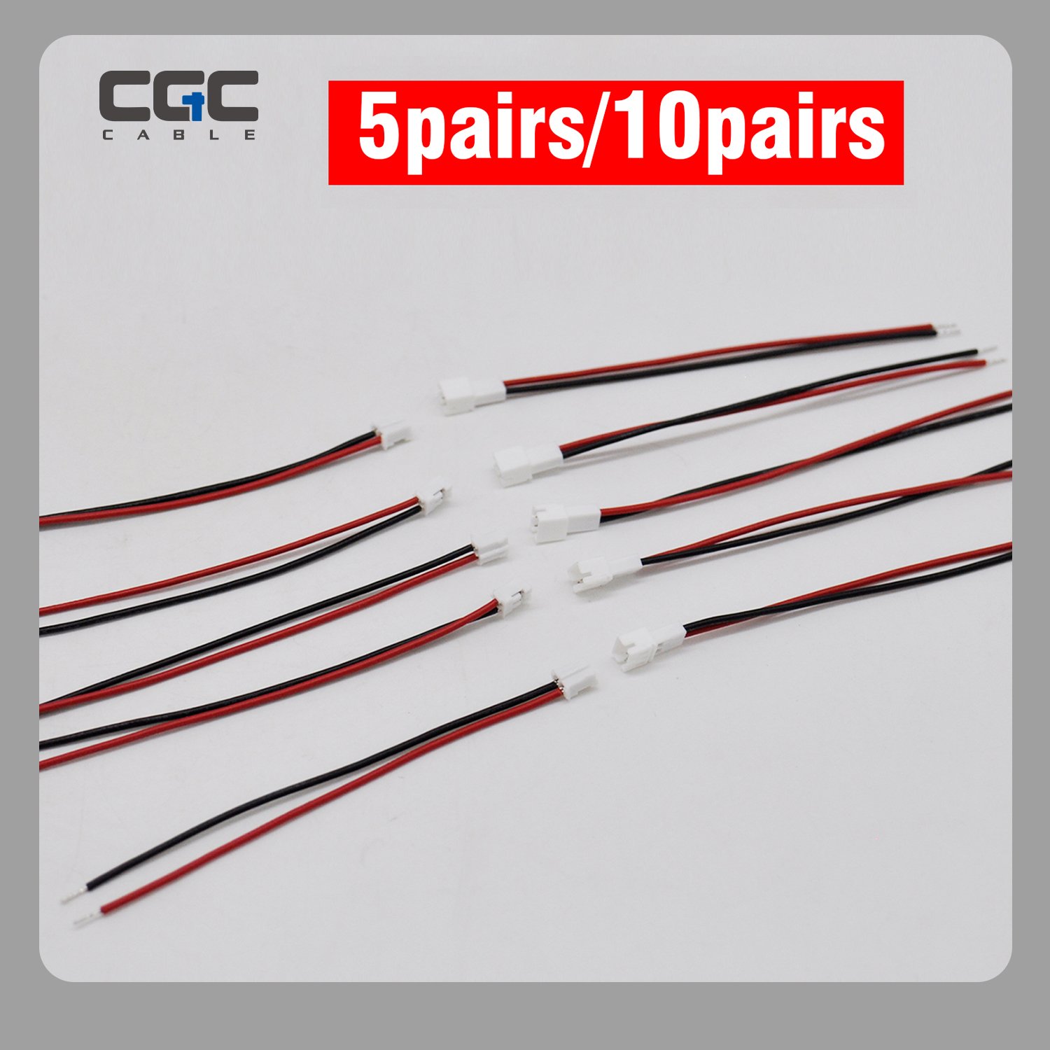 804-1.jpg 10Pairs JST connector kit, ph2.0 Connector | 2Pin Female and Male Plug Connector with 100mm Wire Cables - 图片 1