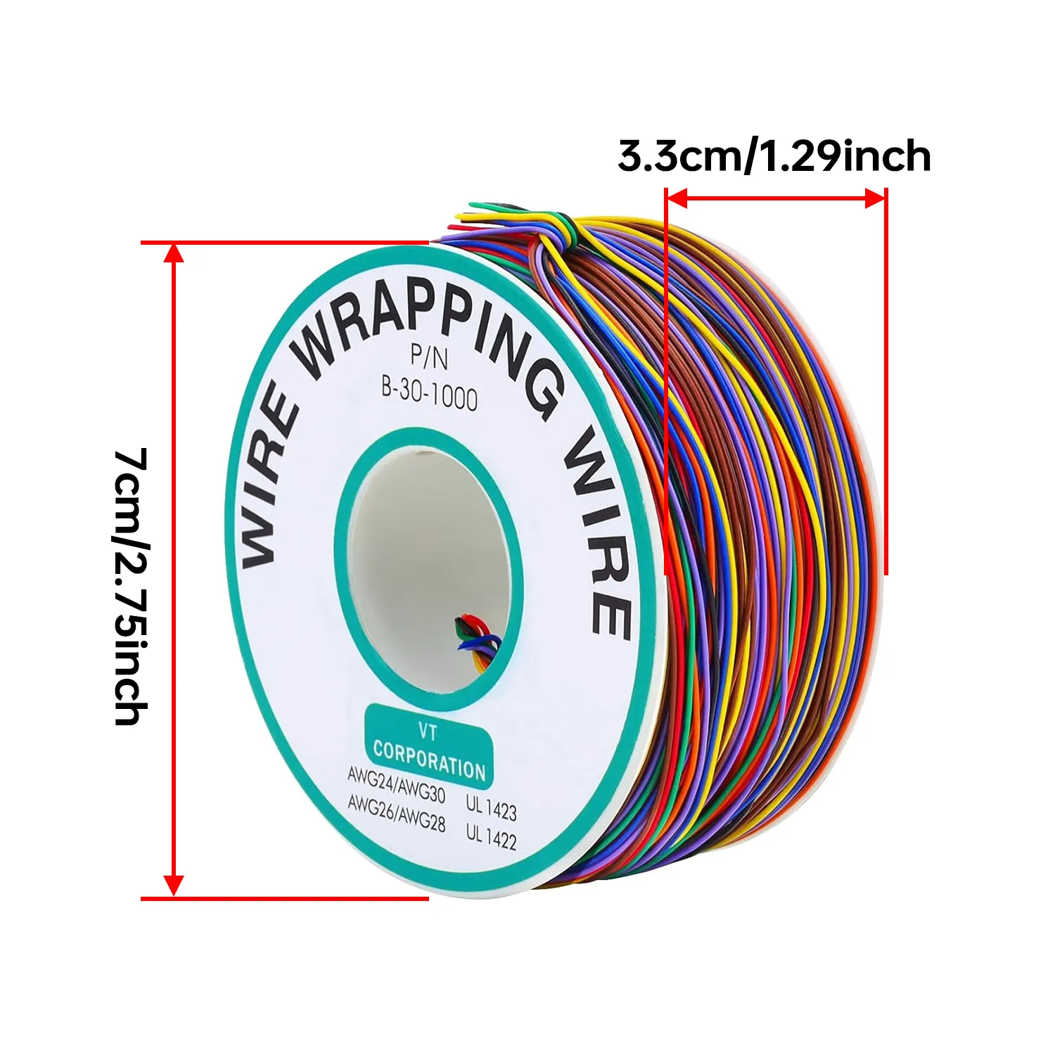 8-Color 30AWG Electronic Wire Single Core, 200M Tinned Copper Solid Cable Wrapping Electronic Wire, Wire Jumper Wire PVC Electronic Conductor Wire for Circuit Boards & PCB – Bild 2