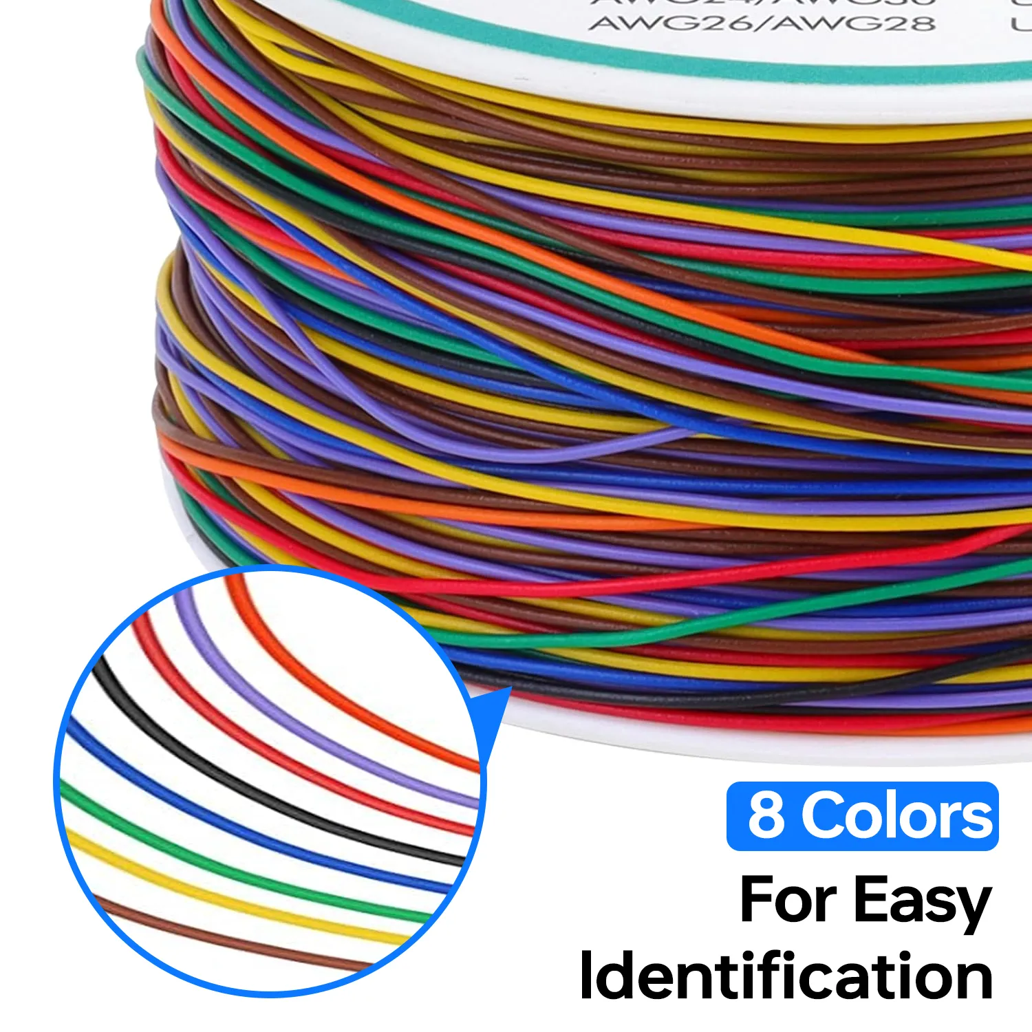 8-Color 30AWG Electronic Wire Single Core, 200M Tinned Copper Solid Cable Wrapping Electronic Wire, Wire Jumper Wire PVC Electronic Conductor Wire for Circuit Boards & PCB – Bild 4