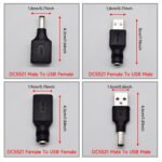 Commonly USB to DC Power Adapter, DC 5.5x2.1mm male Connector to USB Female, DC 5.5x2.1mm Female Connector to USB male, DC 5.5x2.1mm Female Connector to USB Female, DC 5.5x2.1mm male Connector to USB male. - Imagen 2