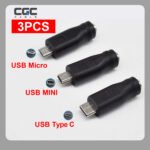 USB to DC Power Adapter Converter, 5.5mm x 2.1mm Units DC Female to USB C/ Micro/ MINI Male Adapter Connectors Adapter.