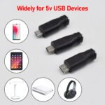 USB to DC Power Adapter Converter, 5.5mm x 2.1mm Units DC Female to USB C/ Micro/ MINI Male Adapter Connectors Adapter. – Bild 8