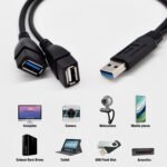 USB Splitter 1 in 2 out 32cm, USB 3.0 Y Splitter Extension Cable, A Male to 2 USB Female Hub Power Cord Adapter for 2.5" Mobile Hard Disk - Image 5