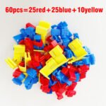 60PCS Non-Stripping Wire Splitting Kit - Red/Blue/Yellow Quick Clips, 25 Red and 25 Blue and 10 Yellow clips for 0.2-5.3mm2 AWG cables! Tool-free, no stripping needed, ideal for automotive, home wiring, and LED setups. - Image 7