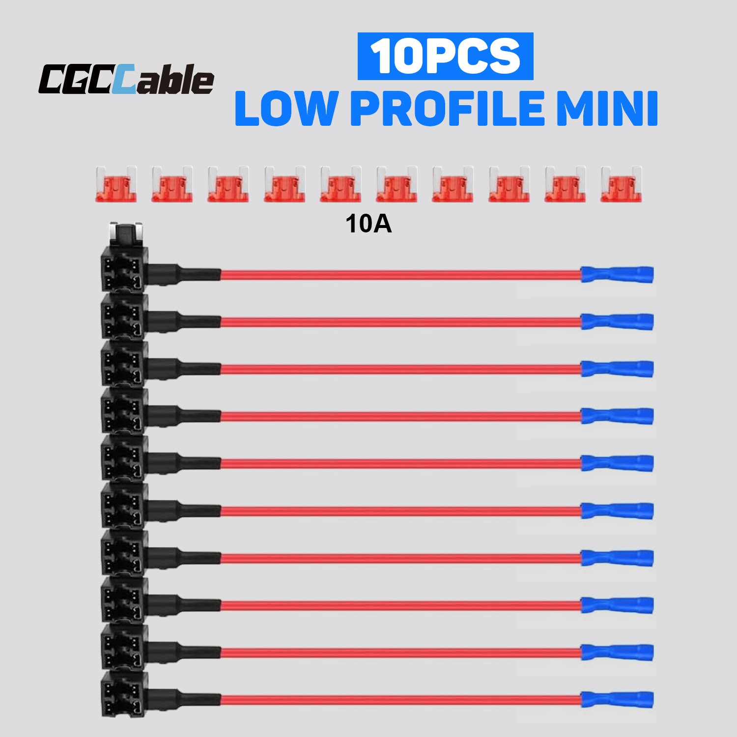 CGC-263.1-01.jpg 10PCS Fuse Holders, 12V Car Add-a-circuit Fuse TAP Adapter with 10A Fuse, Low Profile Blade Fuse Set for Cars Trucks Boats - Image 1