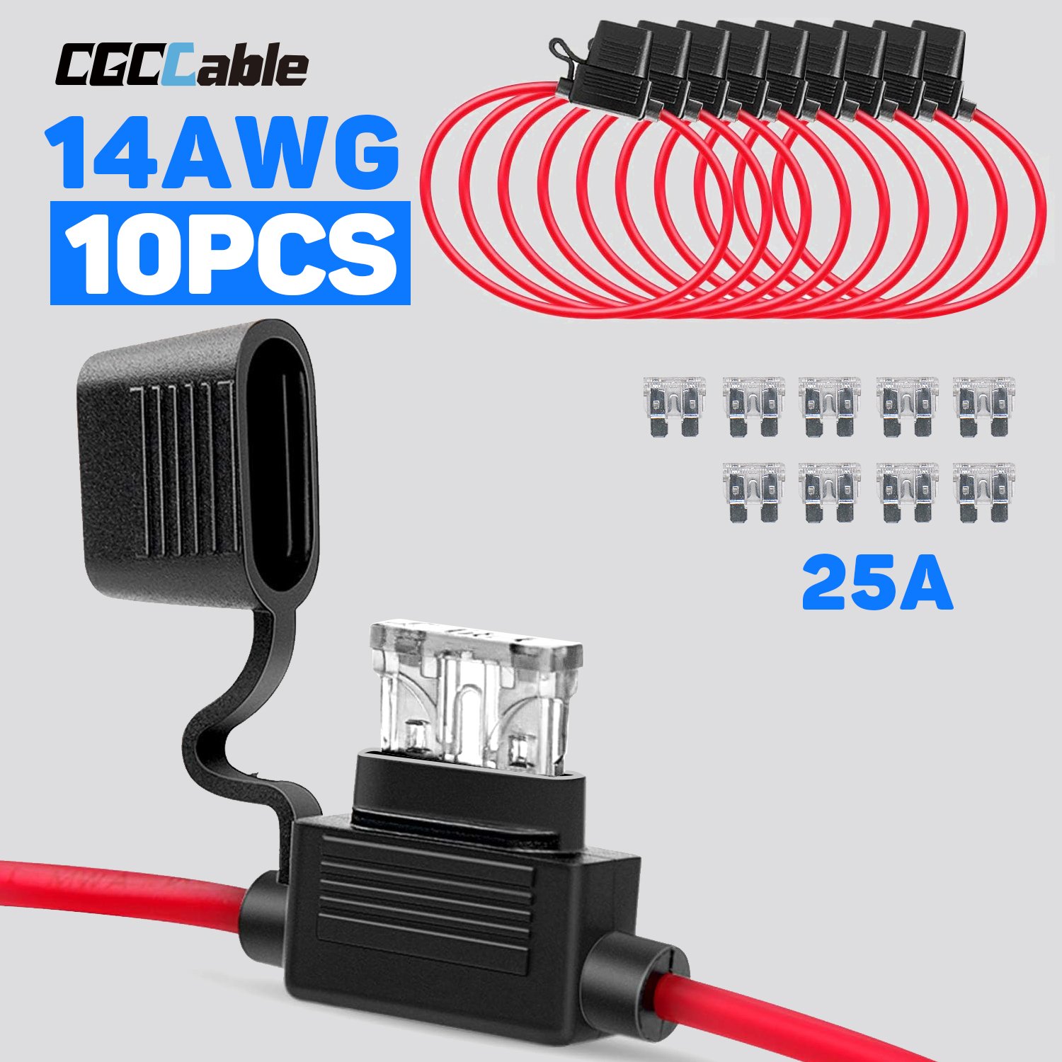 CGC-269.1-01.jpg 10PCS Inline Fuse Holder 14AWG Wiring Harness ATC/ATO 30A Blade Automotive Fuse Holder - 图片 1